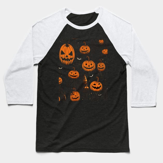 Halloween Pumpkins Baseball T-Shirt by naars90